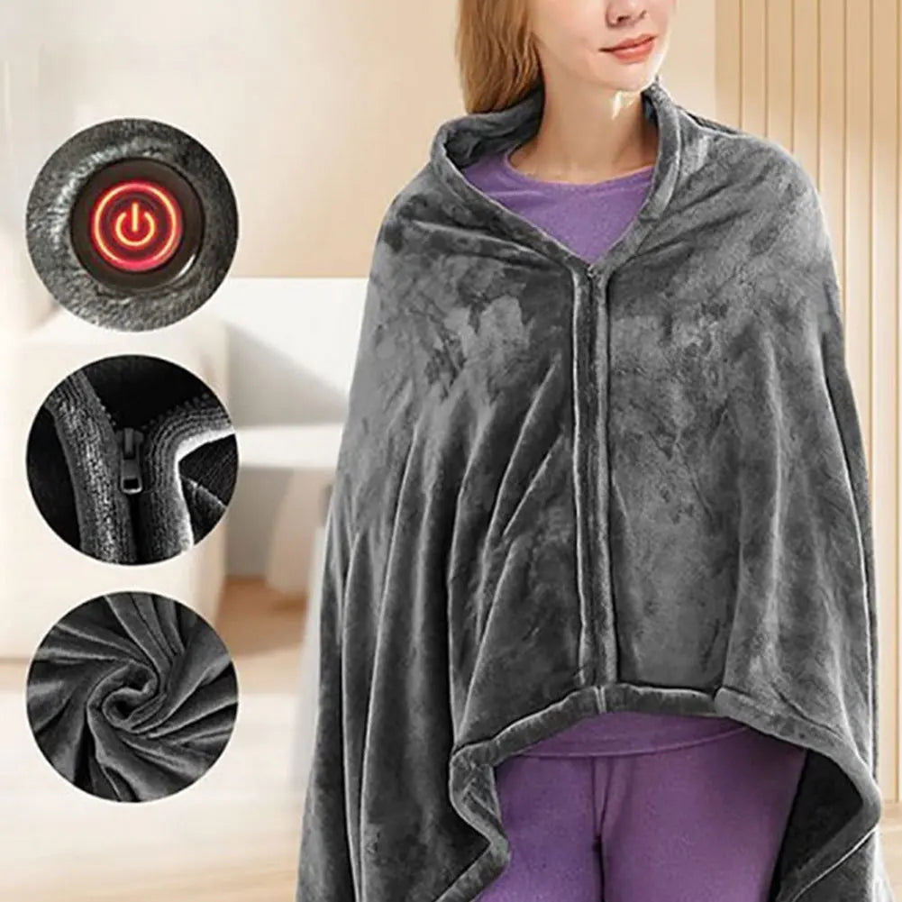 Cozy Electric Fleece Blanket with USB and 3 Heat Levels - Halri