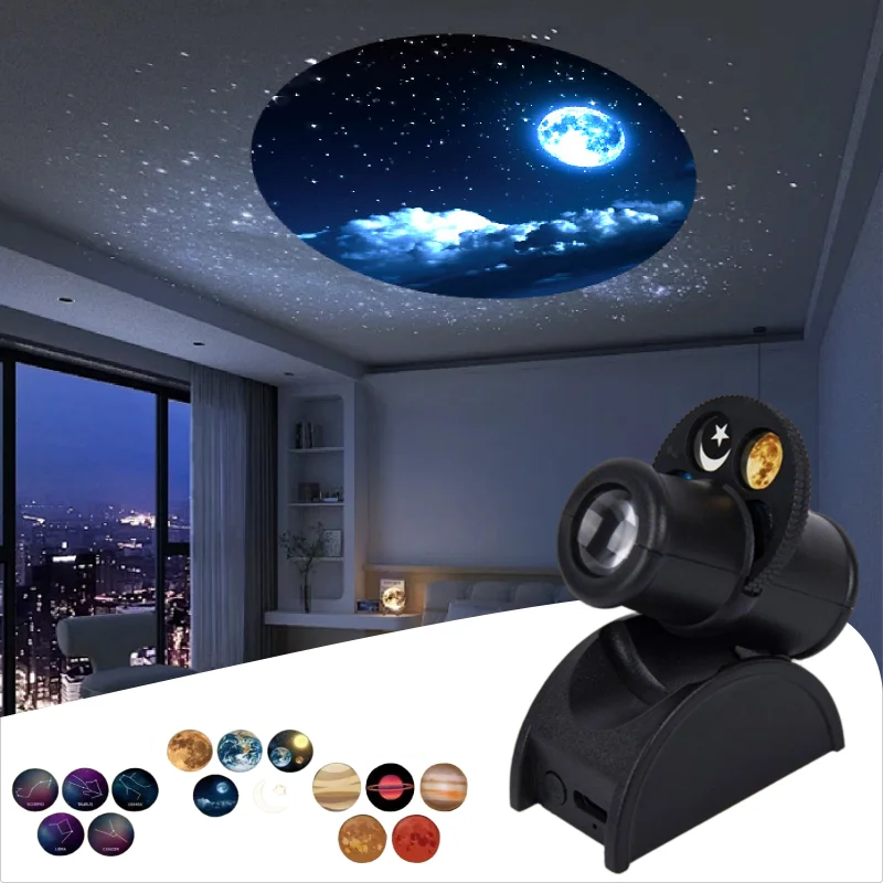 Colorful LED Night Light Projector with Starry Sky Discs - Halri
