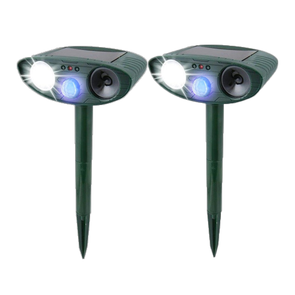 Outdoor Solar Powered Animal Repellent with LED Light