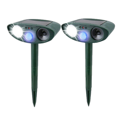 Outdoor Solar Powered Animal Repellent with LED Light