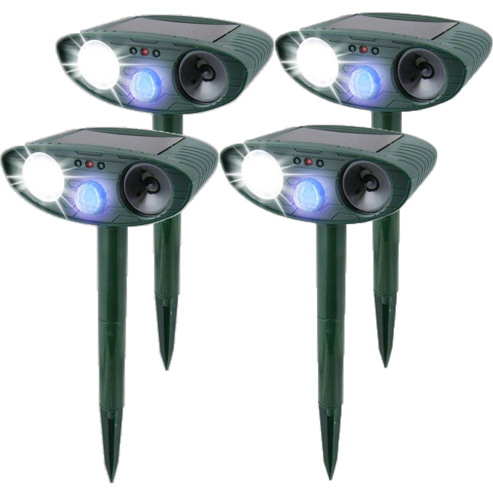 Outdoor Solar Powered Animal Repellent with LED Light
