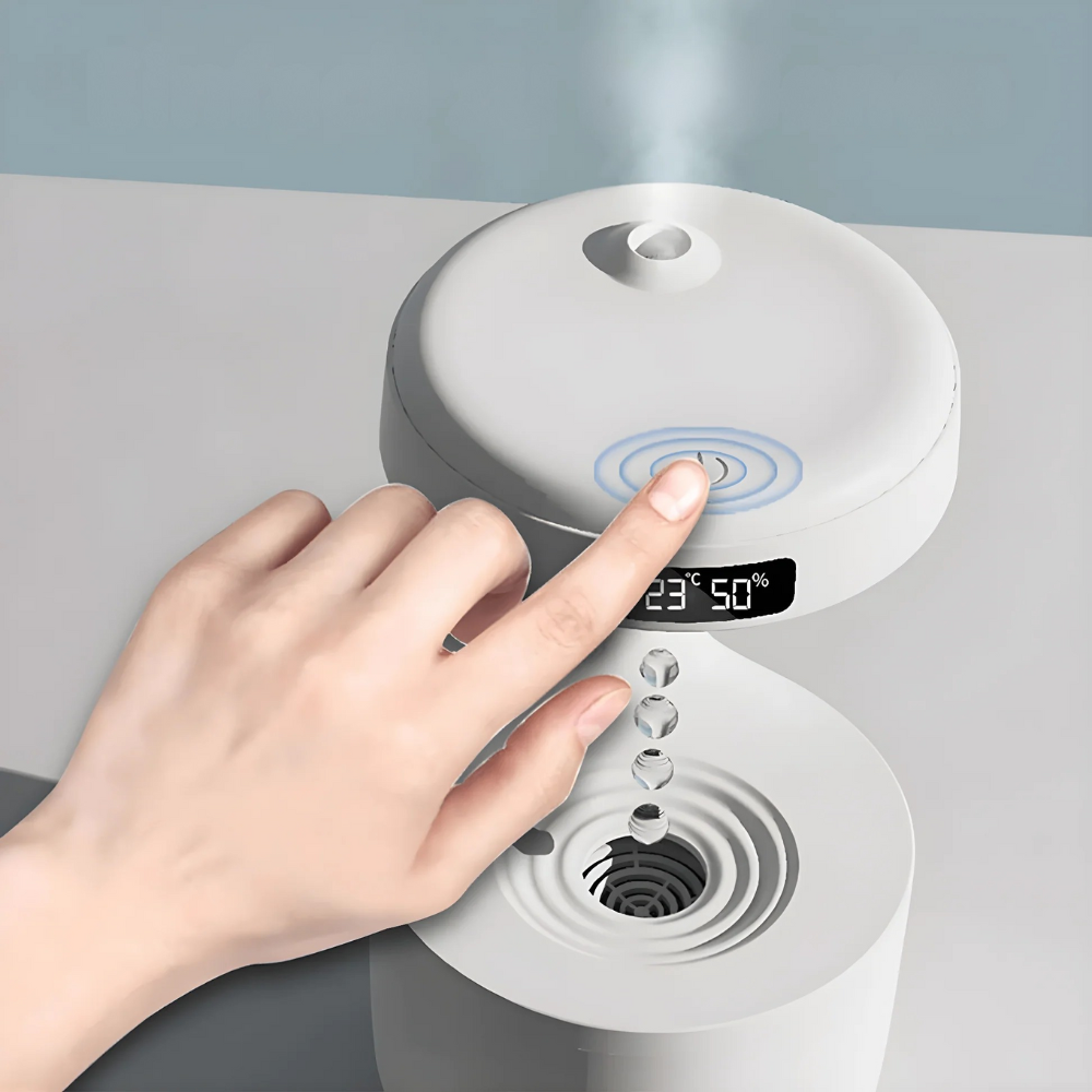 Ultrasonic Humidifier with LED Clock – Elegant White Air Humidifier for Home and Office 7