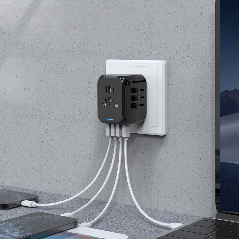 Universal Travel Adapter with USB Ports - Compact Travel Plug Adapter for Global Use, Works in 150+ Countries 1