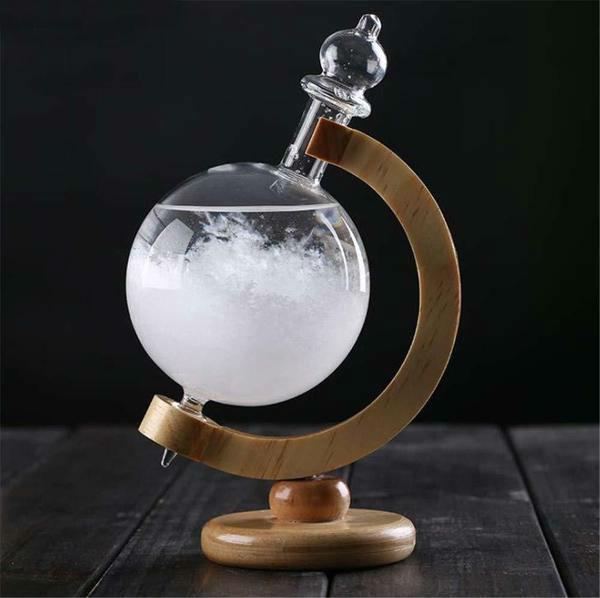 Classic Glass Weather Station with Wood Base - Halri