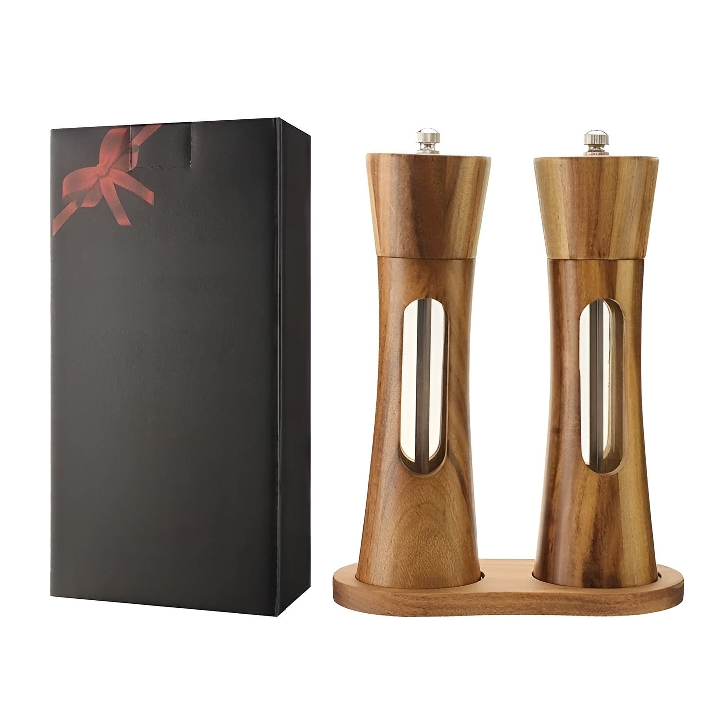 Classic Wood Salt Pepper Mill Grinder Set