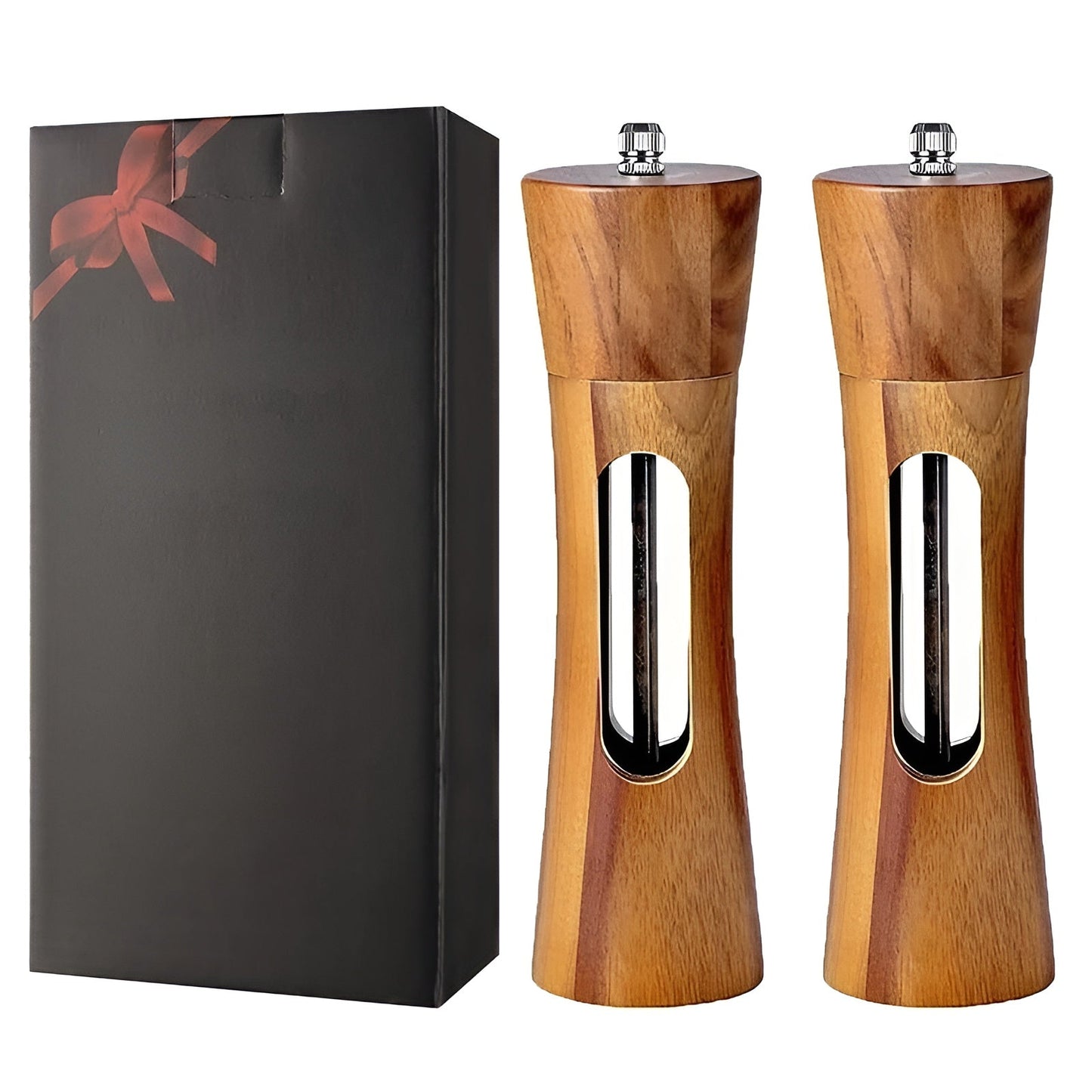 Classic Wood Salt Pepper Mill Grinder Set