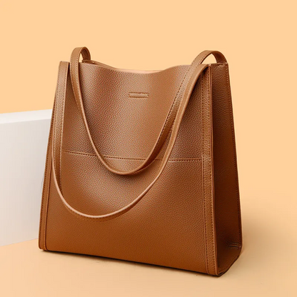 Spacious Genuine Leather Tote Handbag - Halri
