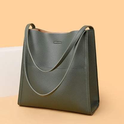 Spacious Genuine Leather Tote Handbag