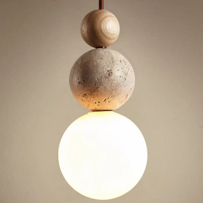 Natural Stone and Wood Pendant Lamp