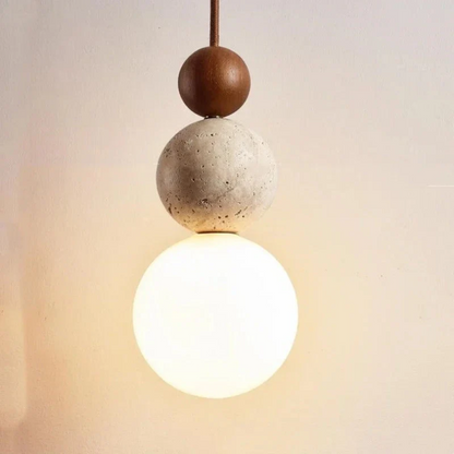 Natural Stone and Wood Pendant Lamp - Halri