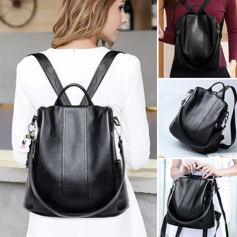Secure Anti-theft Leather Backpack - Halri