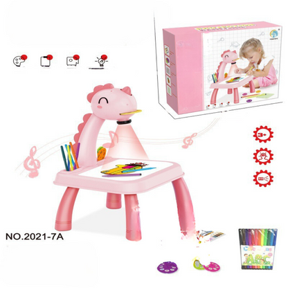 Artistic Home Drawing Table with Built-in Projector