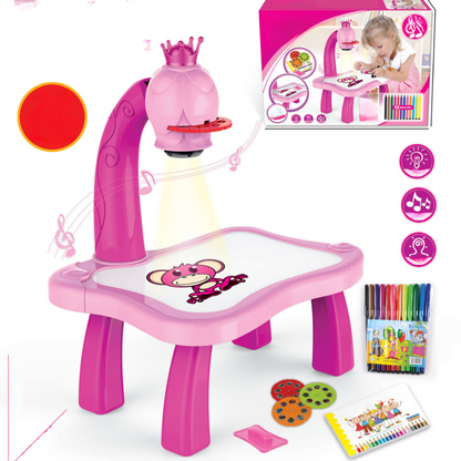 Artistic Home Drawing Table with Built-in Projector