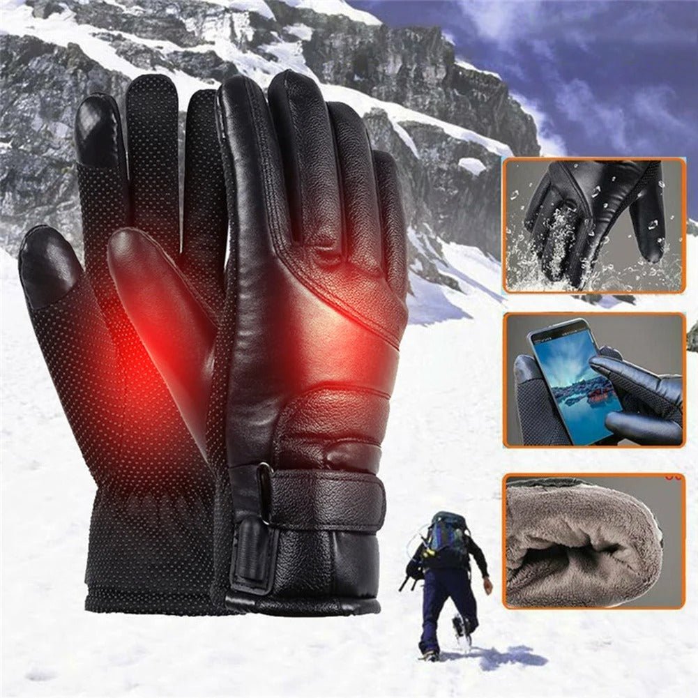 Warm Insulated Waterproof Leather Gloves for Winter Sports - Halri