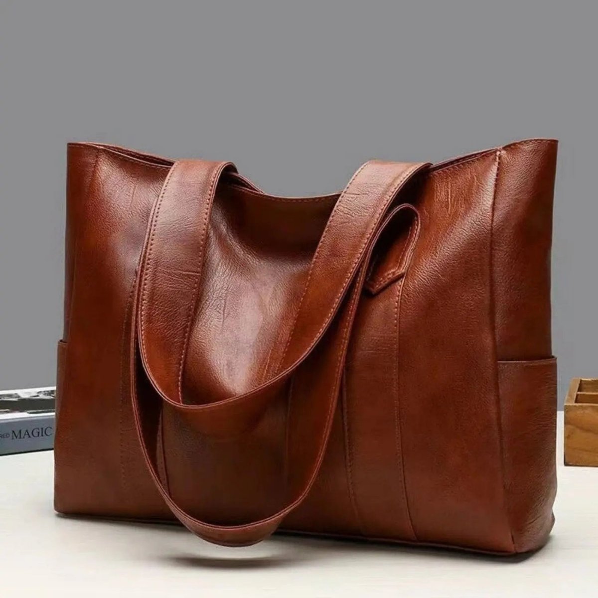 Classic Leather Tote Shoulder Bag