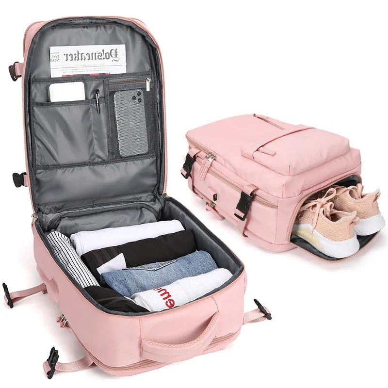 Practical Flight Bag Backpack With Shoe Pocket - Halri