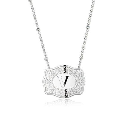 Pretty Initial Letter Pendant Necklace Buckle