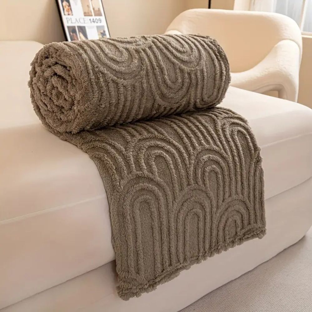 Soft Fuzzy Throw Blanket with Textured Design - Halri