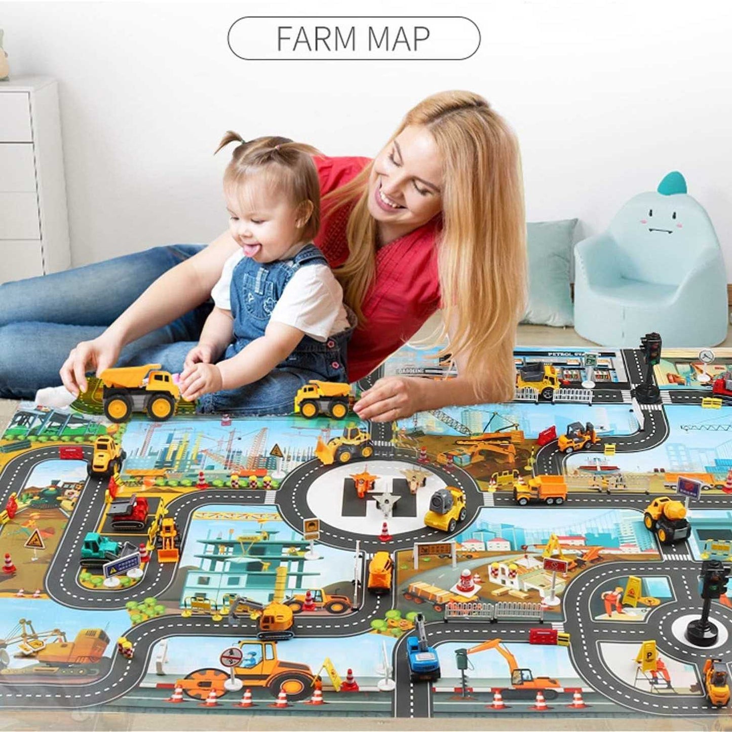 Vibrant Roadway Playmat – Endless Adventures for Kids with Educational & Imaginative Play, Safe for Ages 3+