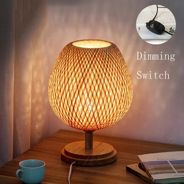 Rustic Natural Bamboo Desk Lamp - Halri