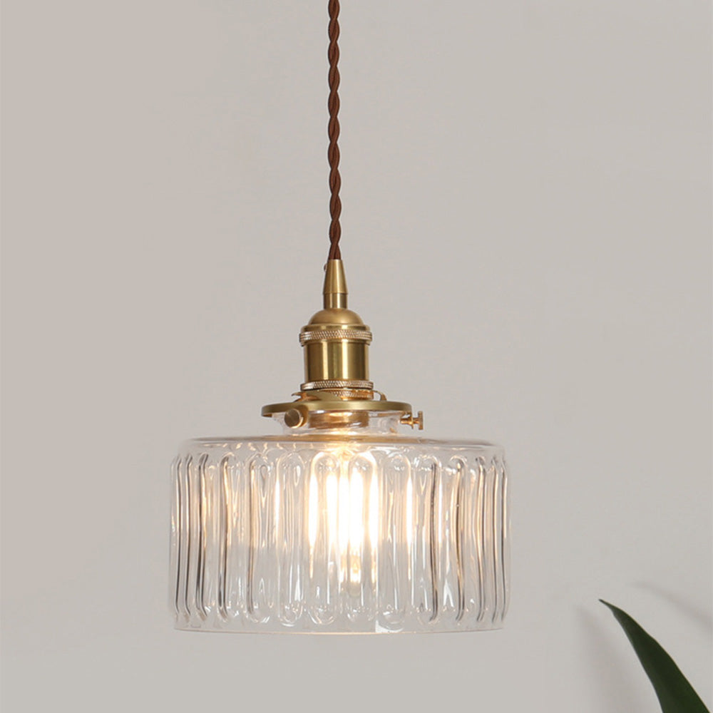 Classic Glass Pendant Light with Crystal Drop