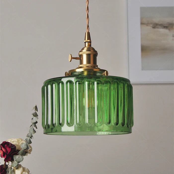 Classic Glass Pendant Light with Crystal Drop - Halri
