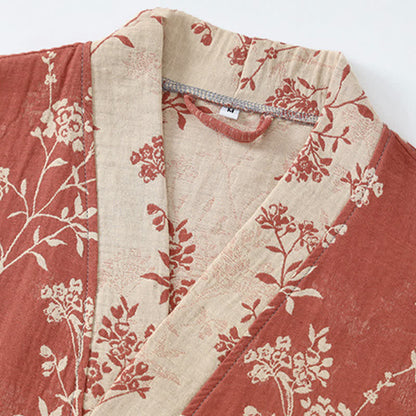 Comfortable Floral Kimono Robe - Lightweight Cotton