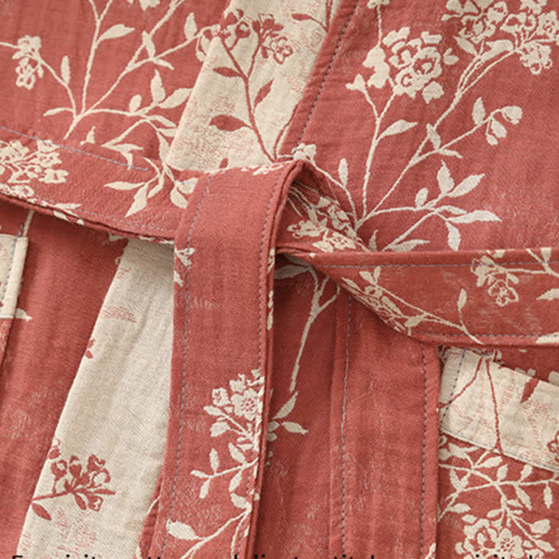 Comfortable Floral Kimono Robe - Lightweight Cotton