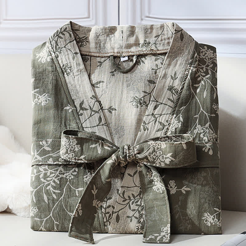 Comfortable Floral Kimono Robe - Lightweight Cotton