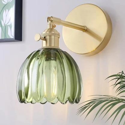 Classic Floral Glass Wall Sconce Light - Halri