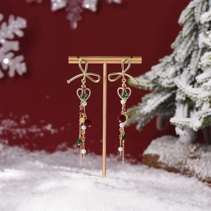 Green Gold Christmas Tree Earrings, Lightweight and Festive - Halri