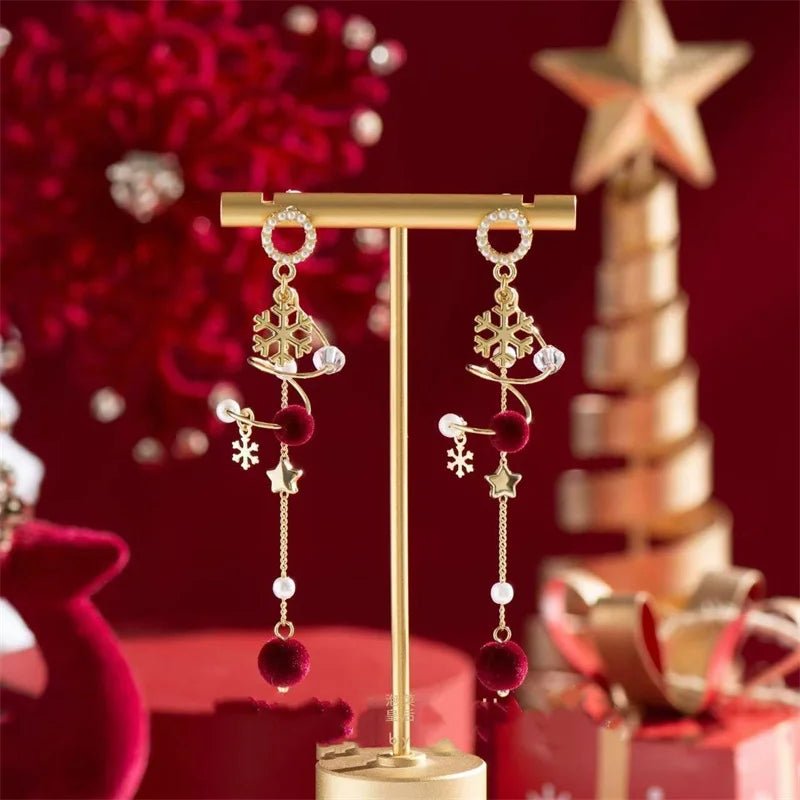Green Gold Christmas Tree Earrings, Lightweight and Festive