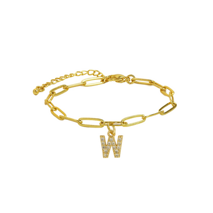 Delicate Initial Paperclip Charm Bracelet