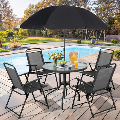 Outdoor Garden Table and Chairs Set with Umbrella