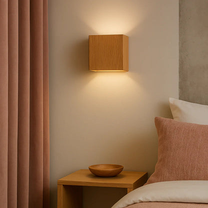 Rustic Wood Square Wall Lamp - Halri
