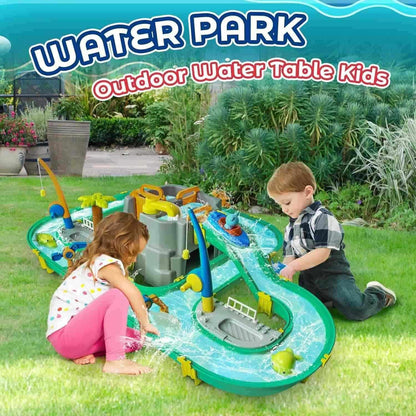 Water Surfing Adventure Playset – Interactive Water Table with Floating Boats, Fishing Game and Drifting Tracks