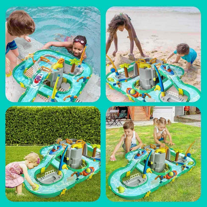 Water Surfing Adventure Playset – Interactive Water Table with Floating Boats, Fishing Game and Drifting Tracks