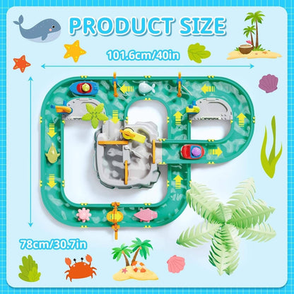 Water Surfing Adventure Playset – Interactive Water Table with Floating Boats, Fishing Game and Drifting Tracks