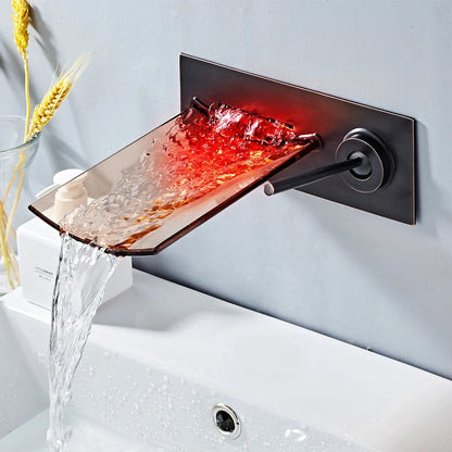 Waterfall Faucet – Glass Spout Wall-Mounted Bathtub Mixer Tap for Modern Bathroom Aesthetics