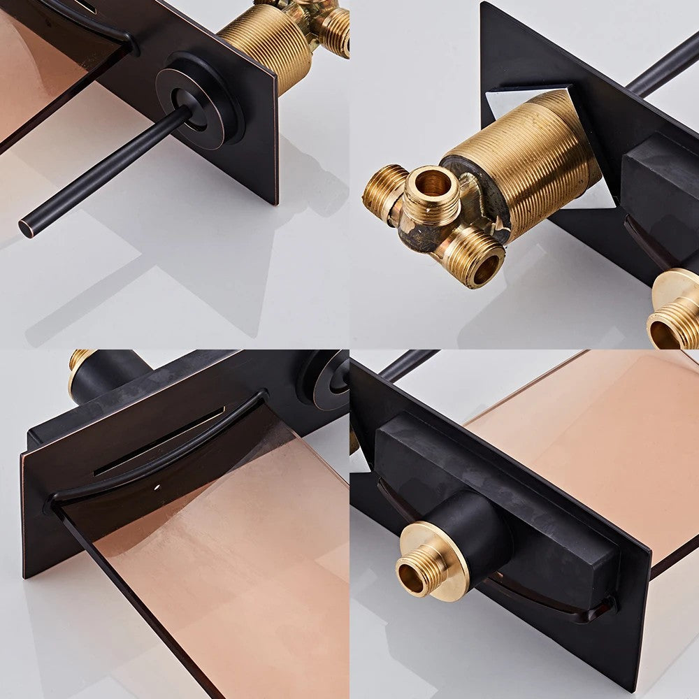 Waterfall Faucet – Glass Spout Wall-Mounted Bathtub Mixer Tap for Modern Bathroom Aesthetics