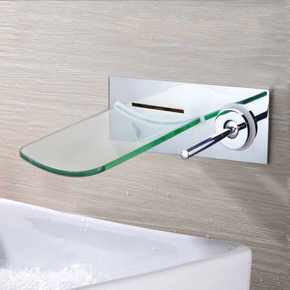 Waterfall Faucet – Glass Spout Wall-Mounted Bathtub Mixer Tap for Modern Bathroom Aesthetics
