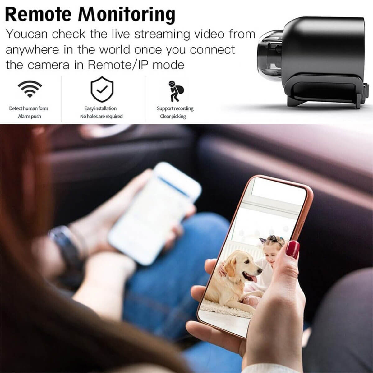 Small Wi-Fi Camera with Wide Angle Lens & Remote View