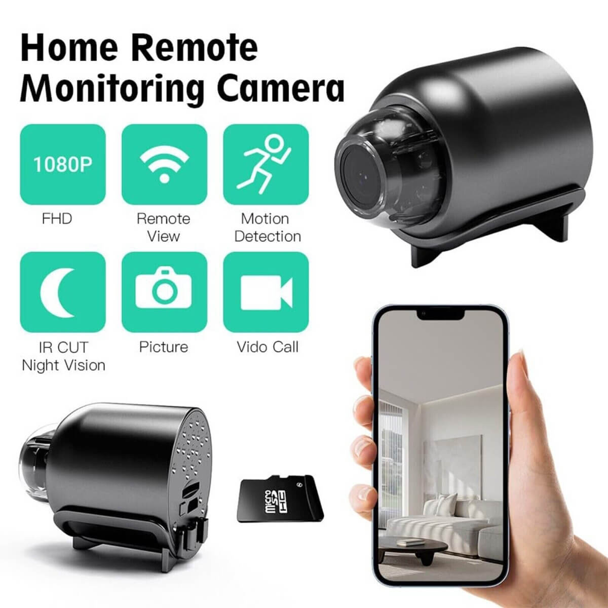 Small Wi-Fi Camera with Wide Angle Lens & Remote View