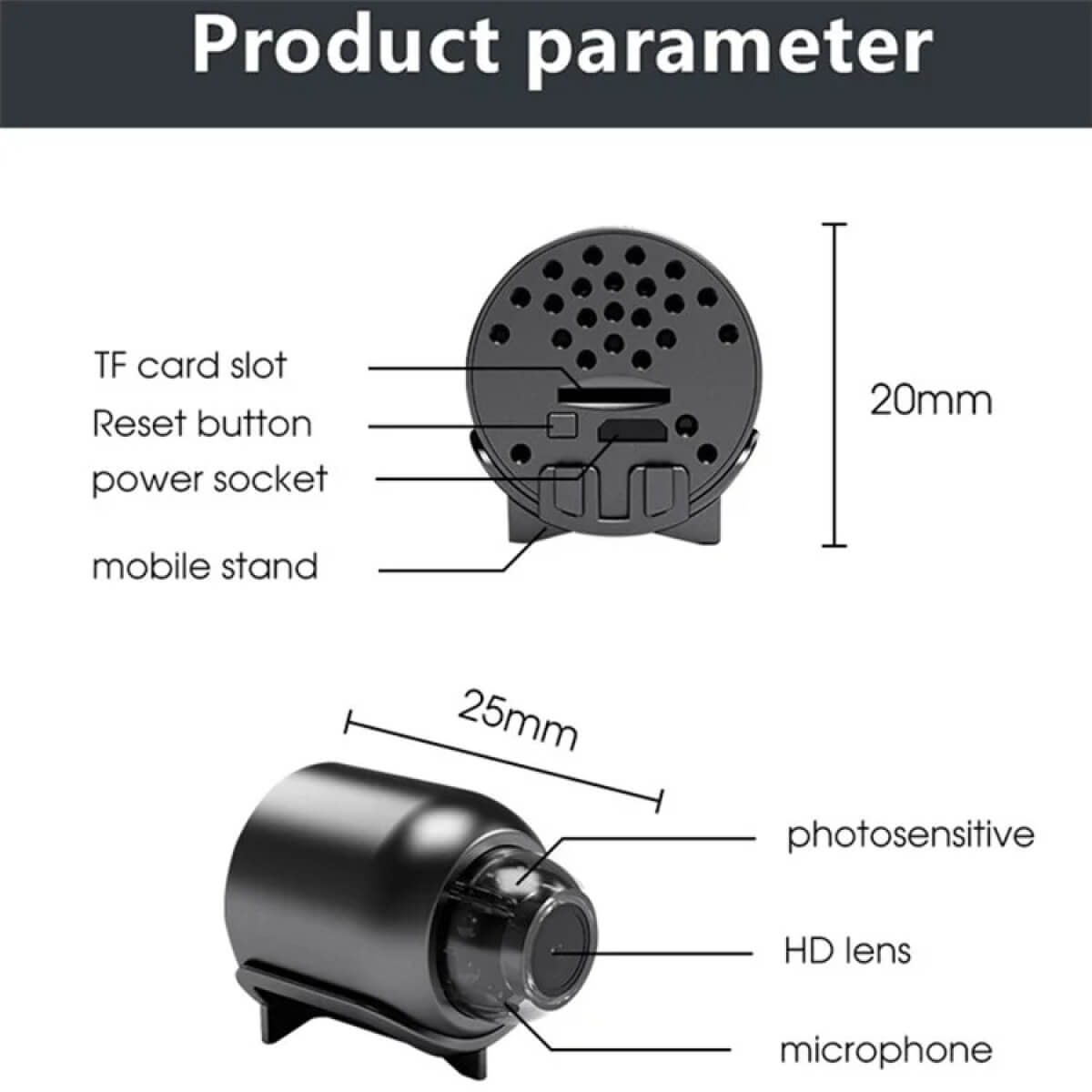 Small Wi-Fi Camera with Wide Angle Lens & Remote View
