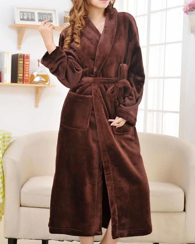 Soft Plush Fleece Bathrobe for Ladies - Halri