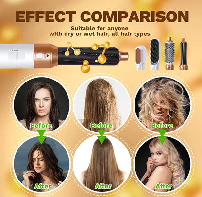 Premium 5-in-1 Hair Curler with Hot Air Brush & Dryer