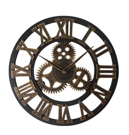 Rustic Metal Wooden Wall Clock - Halri