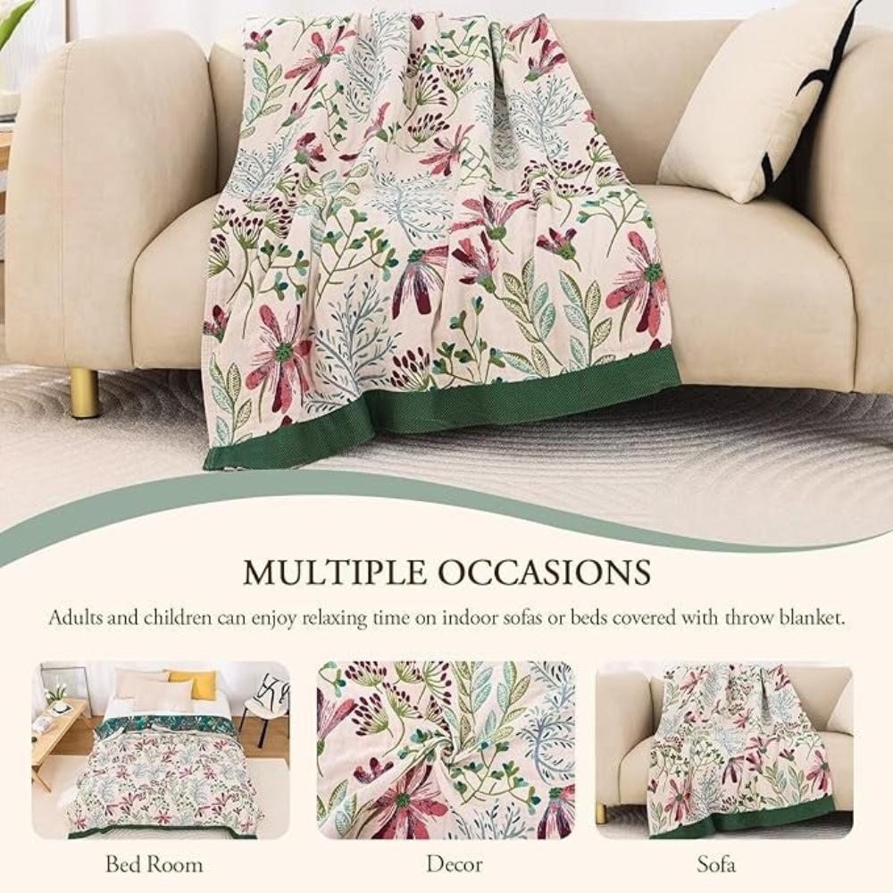 Soft Floral Throw Blanket Cozy Wildflower Pattern