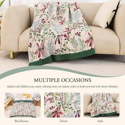 Soft Floral Throw Blanket Cozy Wildflower Pattern
