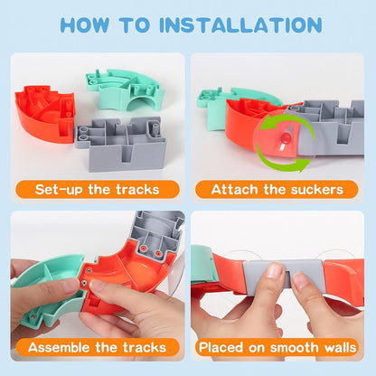 Wind-Up Duck Slide, DIY Building Blocks, Colorful, Bathtub Wall Mount, Boosts Imagination, Safe for Ages 3+